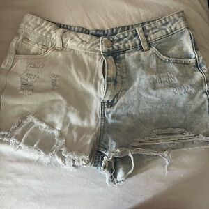 Blue and white low rise shorts